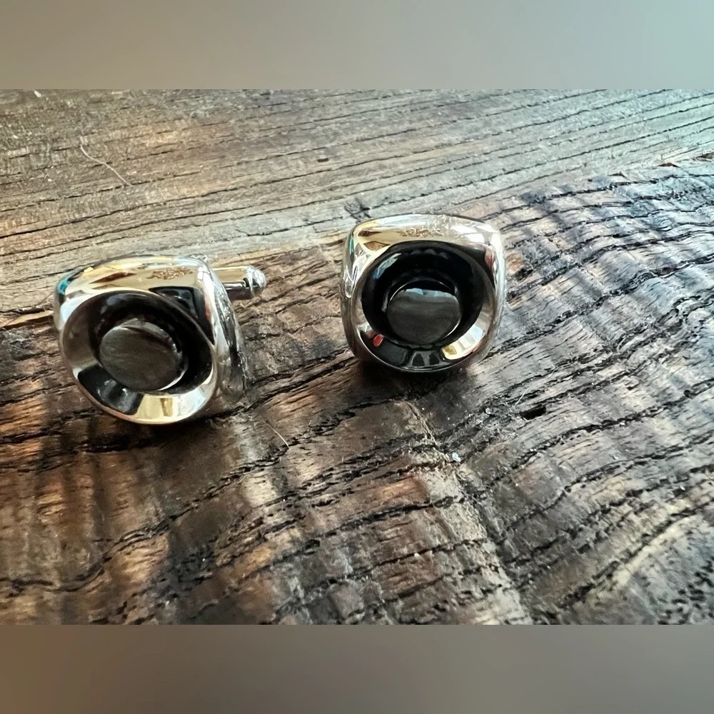 Silver and Black Cufflinks
